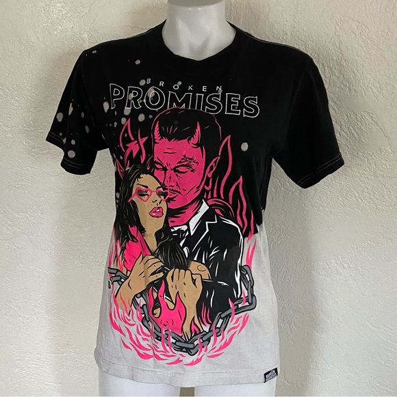 Broken Promises Devil Kiss Tie Dye Bleach Short - Picture 1 of 9